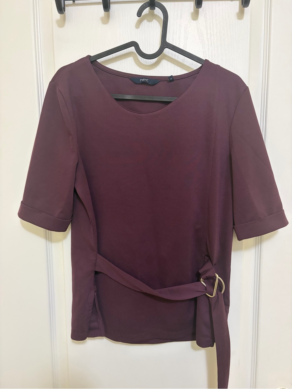 next Plum Short Sleeve Belted Blouse | Casual / Formal Blouse for Women | Size M